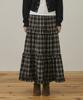 BELLOL Winter Shirring Long Skirt Check Brown