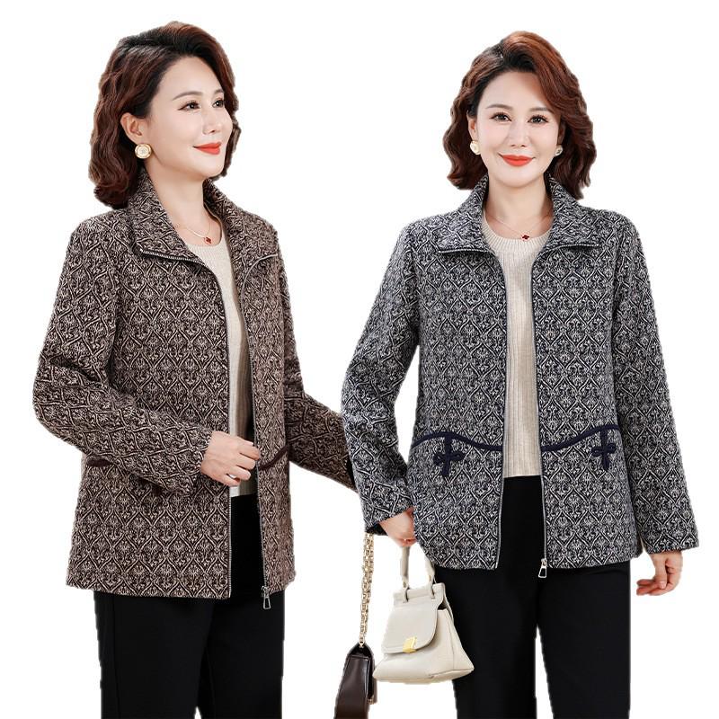 2026 New Spring Lapel Jacket for Middle-Aged & Elderly Women - Stylish Casual Top for Spring/Autumn