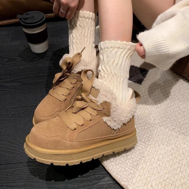 New Thick-soled Cotton Shoes with Fleece Snow Boots and Cotton Board Shoes for Women