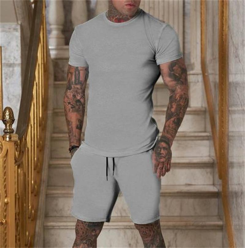 NEW Fashion Casual Tracksuit Summer Outdoor Sports Suit Men's Breathable Short Sleeve T-shirt+shorts Men's Suit Two-piece Set