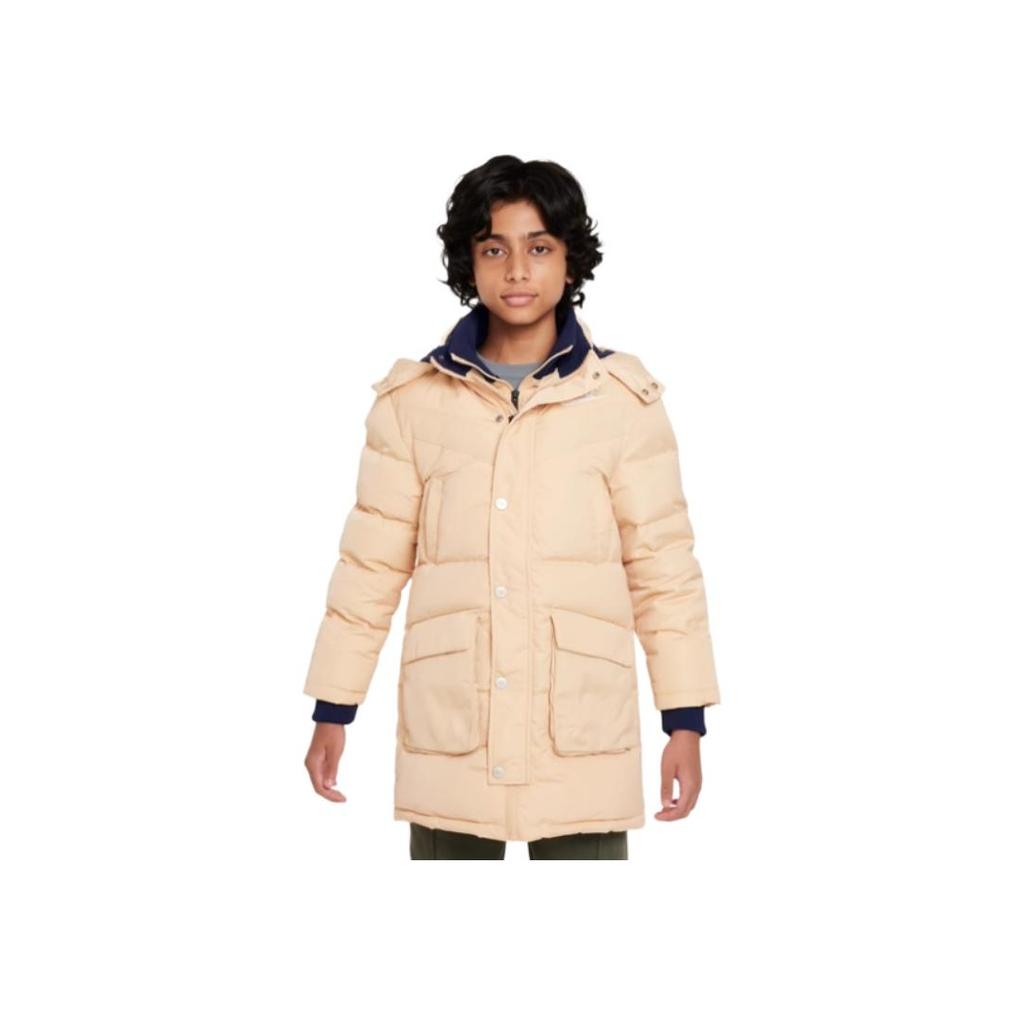 Nike Giacca Imbottita Bambino Manica Lunga con Cappuccio Rimovibile Comoda Semplice Capo Esterno Sesamo-Marrone FD9213