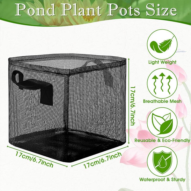 6PCS Aquatic Pond Planting Mesh Pots Water Lily Lotus Planter Reusable Grow Bags for Outdoor Bog Plants Terrestrial Plants