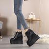 Fashion 14CM Spring Platform Shoes Autumn Harajuku Gothic Punk Black Shoes High Sole Lolita Wedges Pumps Women Lace Up Soft Leather