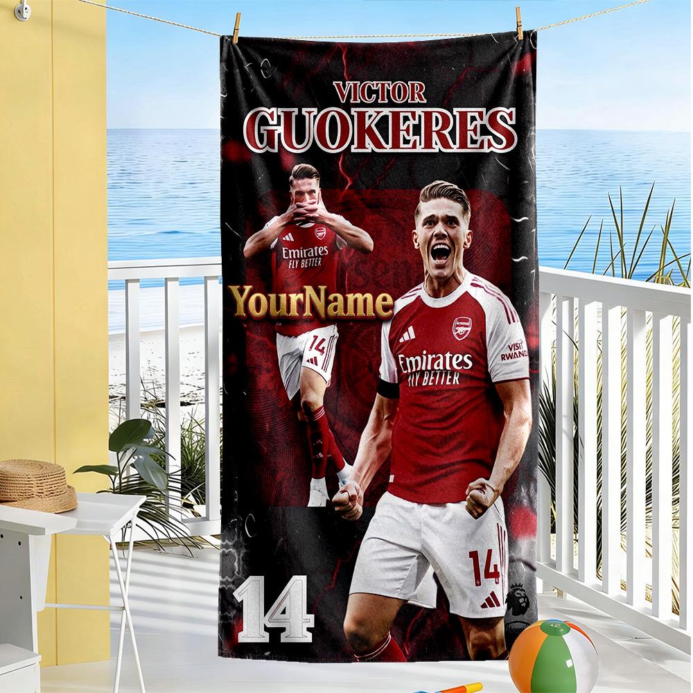 Arsenal Customized Name Beach Towel High Absorbency & Quick-Dry