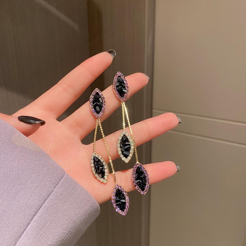 

Европейский и американский преувеличенный дизайн длинные серьги-кисточки с цветами в фиолетовом/серебристом цвете для женщин