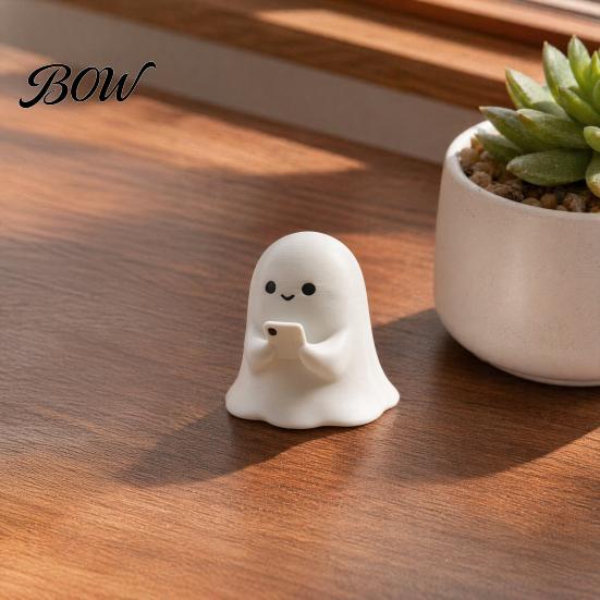 Cute Ghost Table Decor 3D Printed Halloween Figurine, Spooky Resin Statue, Funny Desktop Tray Reading Figurine Decor, Tabletop Centerpiece for