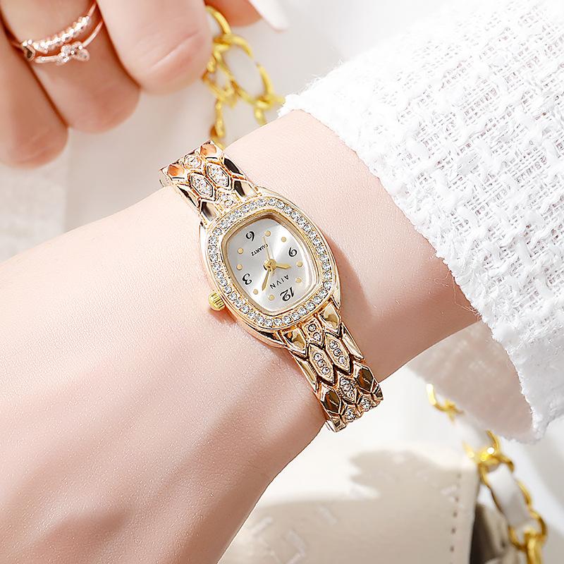 Vintage Women Quartz Watch Diamond Studded Luxury Bracelet Watch Ladies Girl Gift Wristwatches Dropshipping Relojes Para Mujer