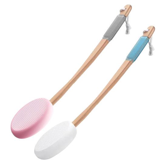 Back Lotion Applicator with Replaceable Cotton Pads Even Coverage Sunscreen Cream Applicator with Curved Handle Back Feet Cleaning Bath Scrubber