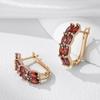 Full Shiny Red Natural Zircon Drop Earrings For Women Fashion  Rose Gold Color High Quality Daily Fine Jewelry