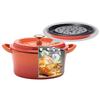 Gusstopf Oval 26cm Flach Orange Emaille-Gusstopf Wasserloses Kochen Dampfzirkulation Emaille-Verarbeitung außen Spezial-Matt-Emaille innen