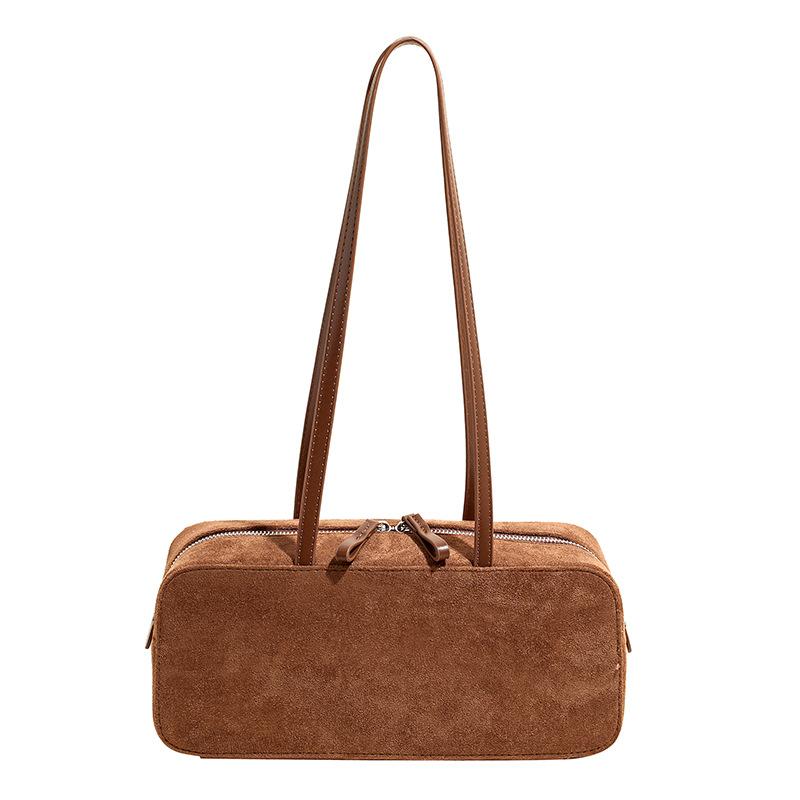 Niche Large-capacity Commuter Baguette Bag Suede 2025 Autumn New Retro Portable Temperament Shoulder Armpit Bag