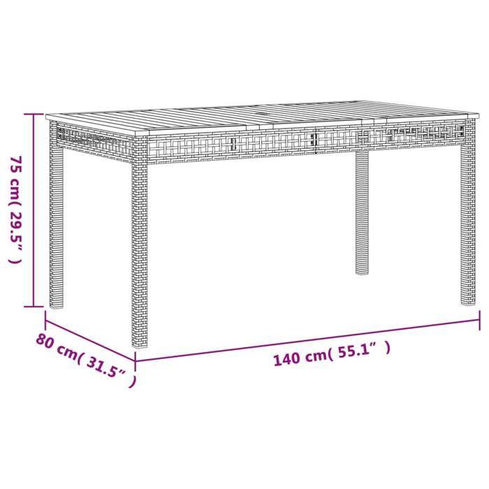 VidaXL Table de Jardin, Table à Manger, Table de Repas, Meuble de Patio Terrasse Arrière-cour Extérieur, Gris Résine Tressée 366277