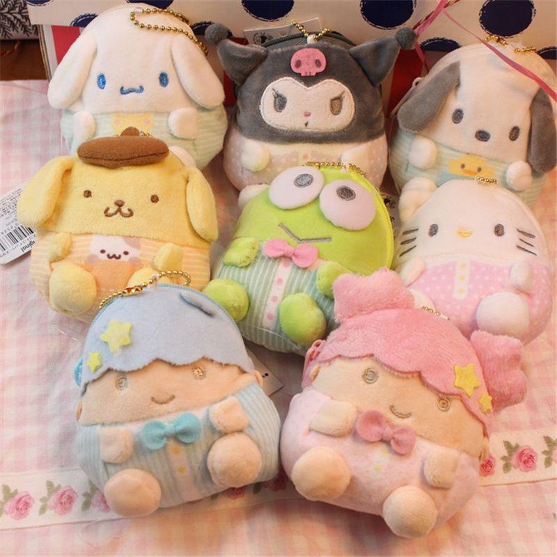 Adorable Kawaii Kuromi My Melody Plush Coin Bag And Soft Keychain Pendant Handbag Accessories