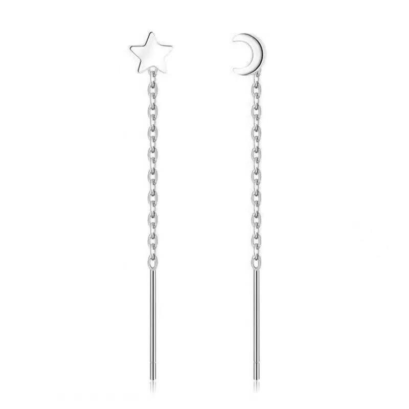 Elegant Star and Moon Tassel Earrings - Versatile Long-Line Women's Jewelry