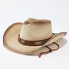 Ethnic Style Straw Woven Western Cowboy Hat, Summer Travel Photo Big Edge Straw Hat, Outdoor Beach Sunshade Sun Protection Hat