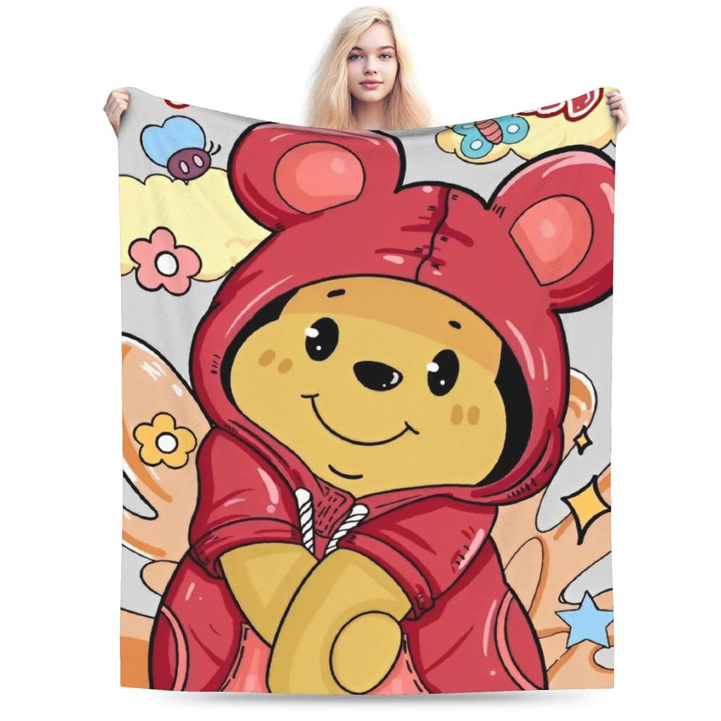 Winnie-the-Pooh Eeyore Blankets Fleece Summer Air Conditioning Cartoon Lightweight Thin Throw Blankets for Home Car Rug Piece