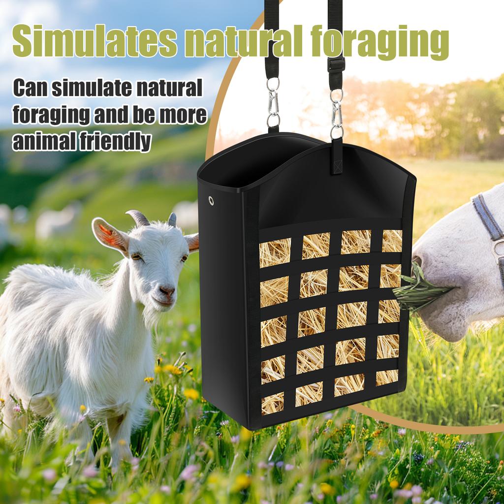 Horse Feed Hay Bag Hangable Double Sided Slow Feeding Hay Bag Large Capacity  for Goat Sheep Donkey Horse Farm Animal