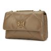 Tory Burch Kira Diamond Quilted Angle Double T Logo Leather Crossbody Shoulder Bag Women Bags Gray-Brown Oak 154704-250