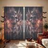 2Pcs Gothic Evil Spirit Skeleton Rose Print Rod Pocket Curtains, Blackout Privacy Window Curtains For Living Room Bedroom, Do