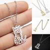 Stainless Steel Korean Fashion Cat Pendant Necklace - Cute Hollow Lucky Cat Clavicle Chain, Fade-Resistant