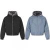Magic Bear Streetwear Padded Jacket With Rivets Faux Fur Collar Loose Fit Winter Coat Teens