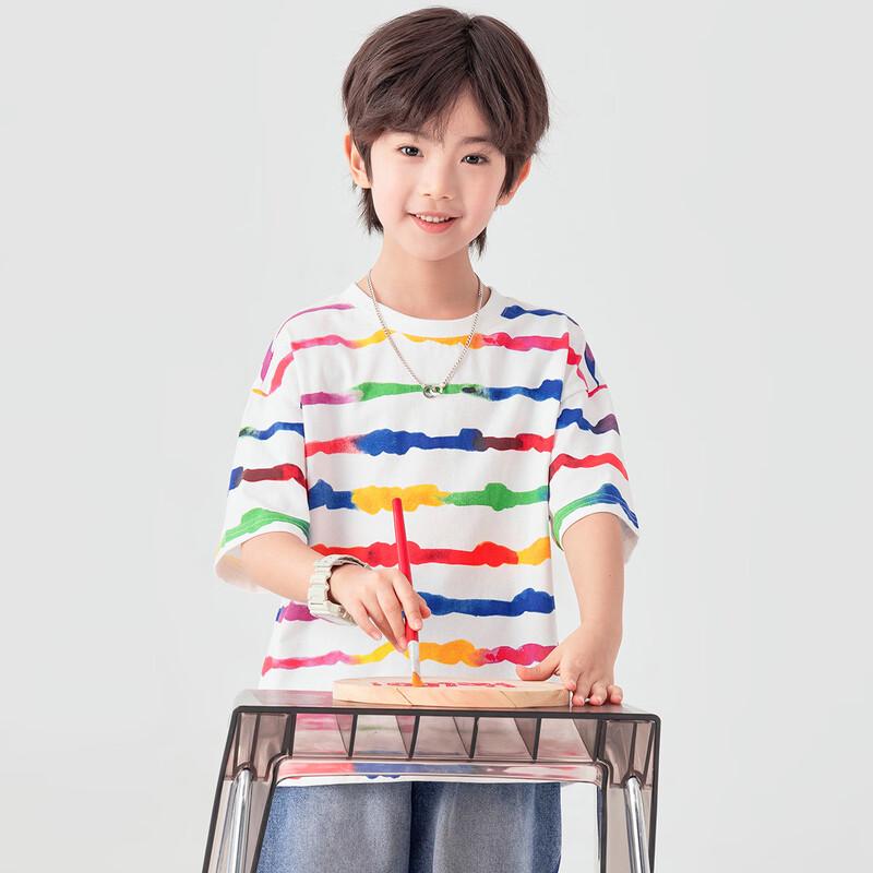 Boys' Tie-Dye Rainbow Stripe Cool-Touch Cotton T-Shirt