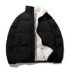 Men Solid Color Thickened Warm Cotton Padded Jacket Unisex Winter Casual Outerwear