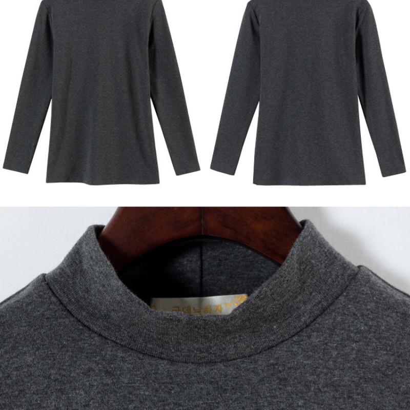 2024 Spring Fashion Korean Style Slim Solid Color Women's Long Sleeve T-Shirt Half Turtle Neck Long Sleeve Women's T-Shirt Top