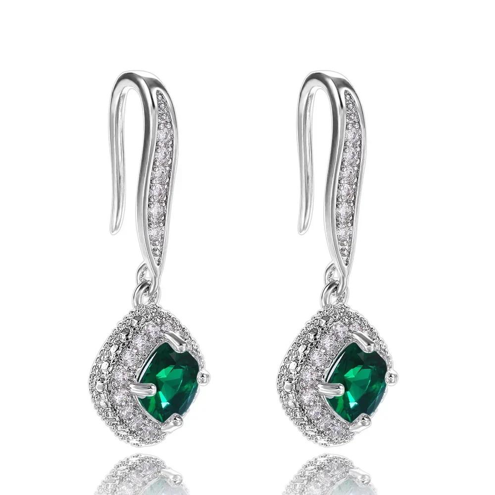 2026 New Style Fashion Green Crystal Pendant Earrings for Women's Engagement Party Accessories with Noble Unique Zircon