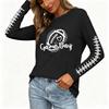 Women's Stylish Long Sleeve Rugby-Inspired Printed Top, Neck with Side Slit for Casual Wear