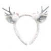 Christmas Headband for Women Fleece Reindeer Antlers Headband with Bow Pompoms for Xmas Party Supplies Halloween Cosplay Accessory