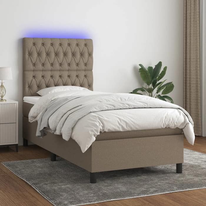 VidaXL Slat Bed Base with Mattress and LED, Upholstered Bed, Single Bed, Adult Bed for Interior Bedroom, 3135073