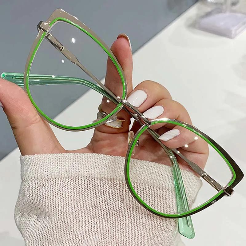New Trend Cat Eye Glasses Frame Women Luxury Designer Fashion Anti Blue Light Blocking Retro Eyeglasses for Ladies Optical Frame