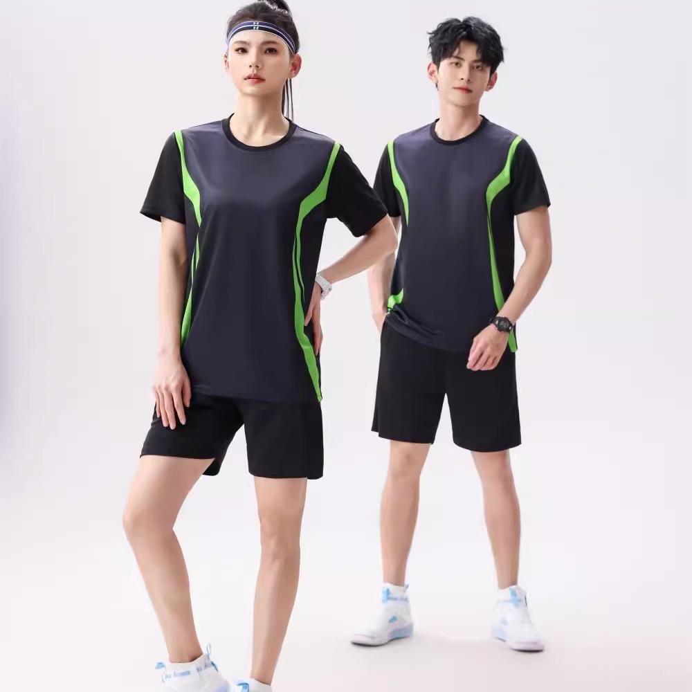 Unisex Quick-Dry Sports Suit: Breathable Short-Sleeve Set for Runners with Customizable Team Numbers