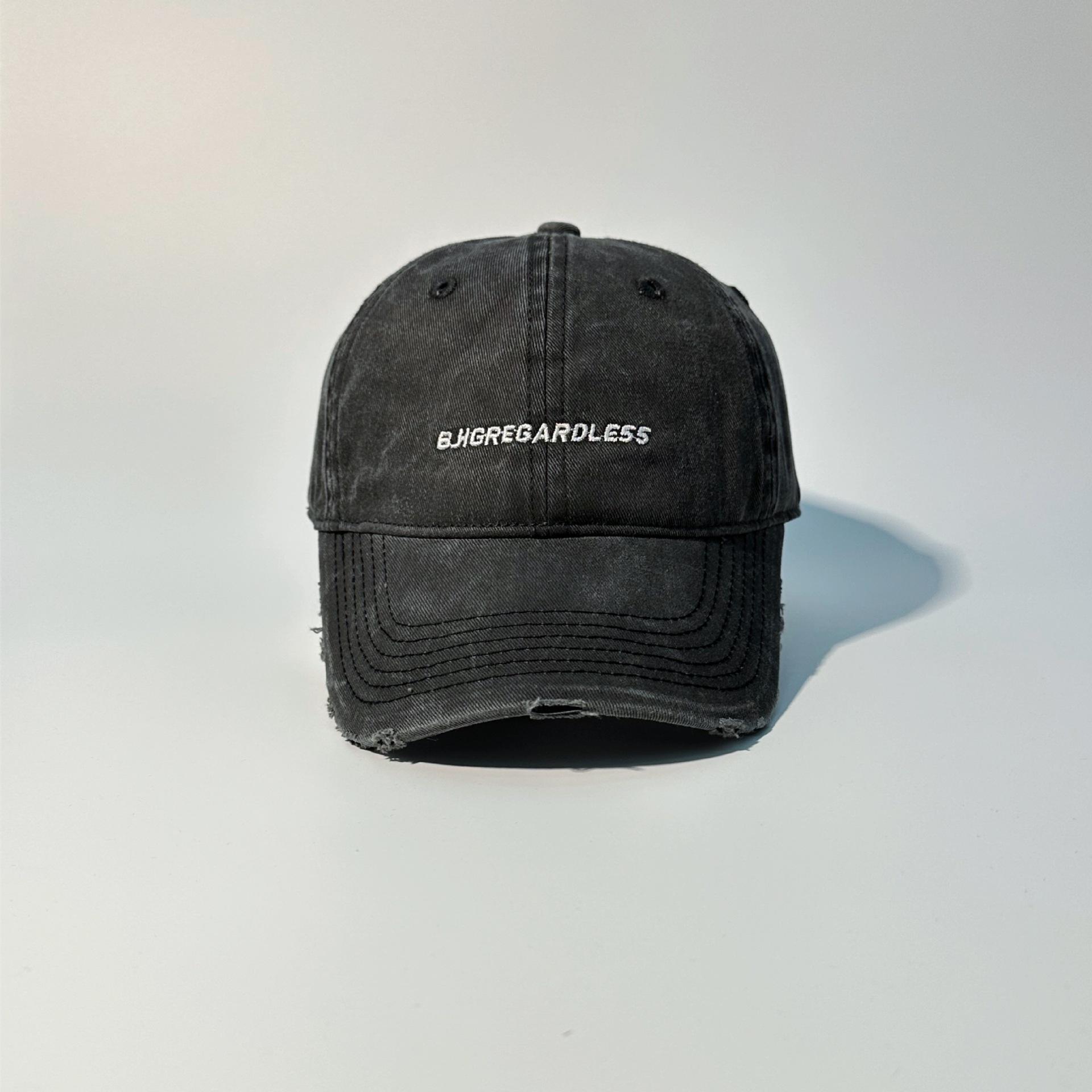 

Korean Washed Letter Embroidered Baseball Cap for Women American Retro Aged Baseball Cap Summer Sun Hat for Men Adjustable