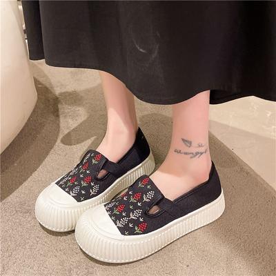 Lässige Damen Schuhe Frühling Herbst 2025 Neu Leicht Alltagsroutine Designer Bequem Stickerei Slipper Damen Canvas Schuhe