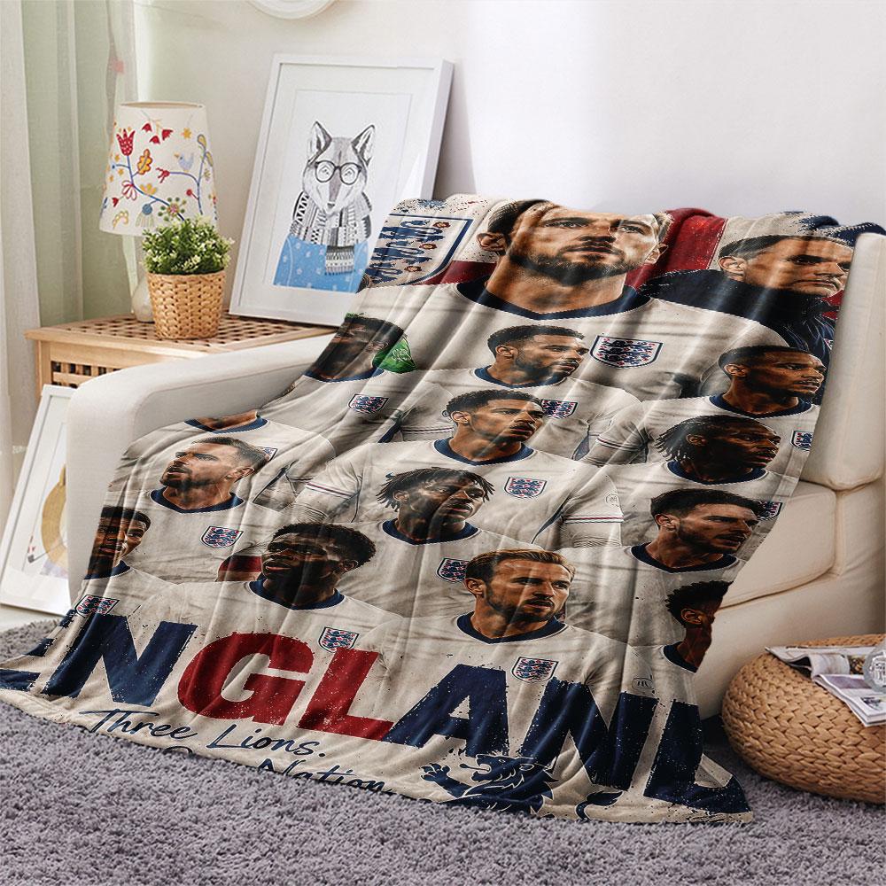 1PC England National Football Team Patterned Flannel Blanket Suitable For All Seasons for Home Decor Warmth and Comfort Gifts Holiday Present