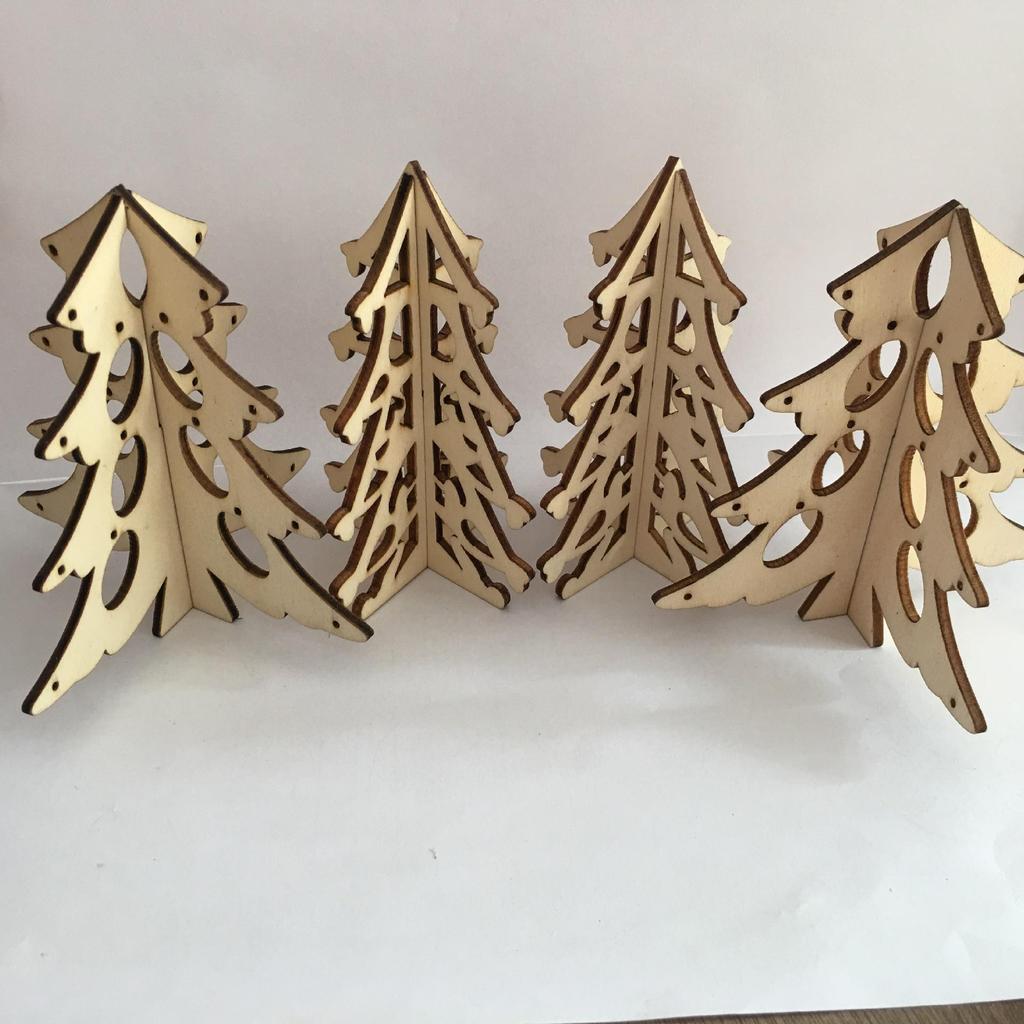 Umweltfreundliche Dekorative Holzhackschnitzel-Weihnachtsbäume, 2er-Pack - Kreativer Stil