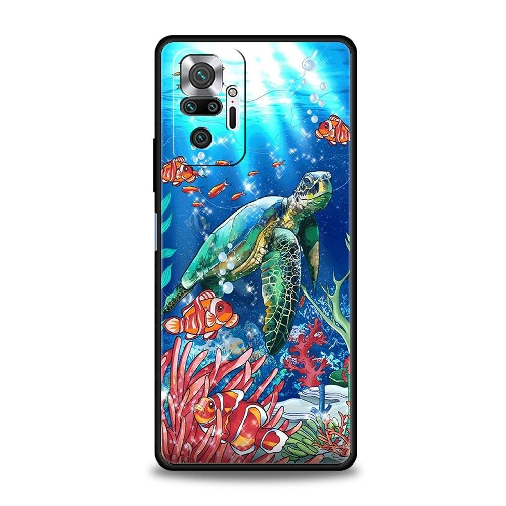 lovely Cartoon sea turtle ocean blue Case For Xiaomi Redmi Note 13 12 5G 11 10 Pro Plus 4G 9S 9 8 7 9T 13C 12C 10C 9C 9A Cover