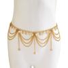 Silver Pearl Tassel Waist Chain Body Jewelry Metal Body Chain Fashion   Dress Accessories