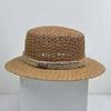 Lightweight Handwoven Sun Cap Breathable Mesh Flat Top Beach Hat Straw Boater Hat  Beach Vacation