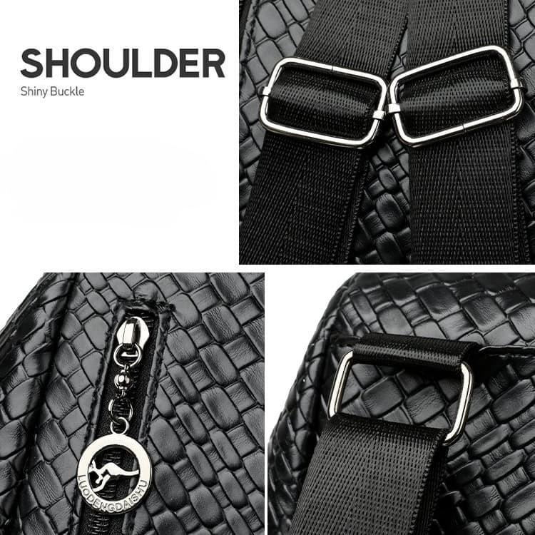 Schwarzer gewebter Kunstleder-Rucksack Freizeitrucksack