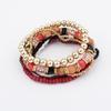 Women Silver Multi-layer Elastic Bangle Beaded Bracelet Boho