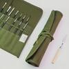 1pc Olive Green Canvas Rolling Art Brush Holder with 16 Slots Artist Brush Organizer for Watercolor Calligraphy Brushes Portable Paint Brush Holder