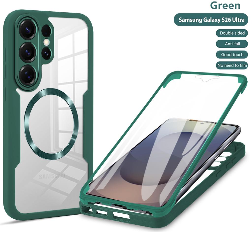 Applicable to Samsung S26Ultra Qicai mobile phone case Magnetic suction S25Ultra transparent S24Ultra anti-drop protective case