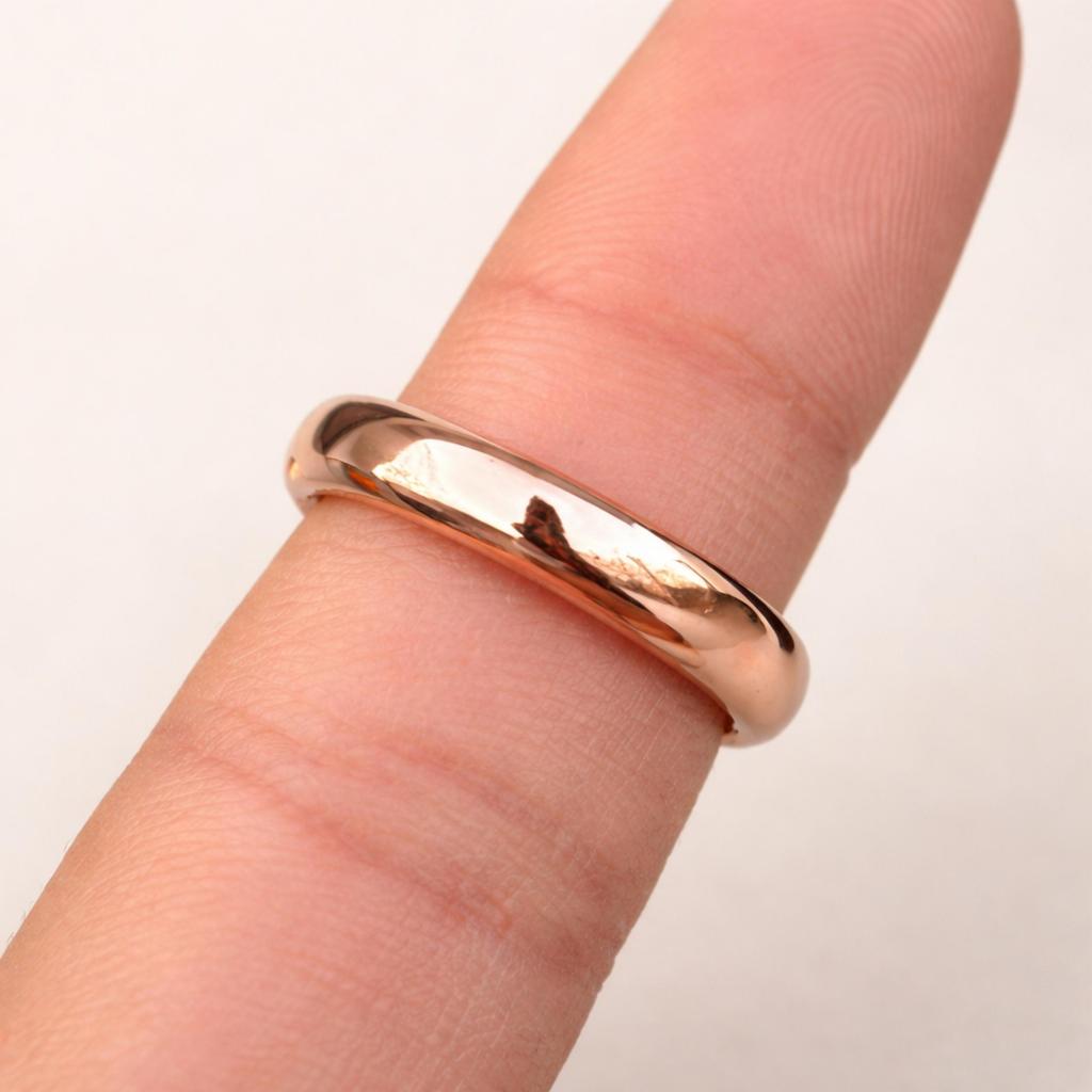 Bague Dome en Cuivre Pur Massif, Bague Anneau Minimaliste Lisse Faite à la Main, Bijoux pour le Quotidien