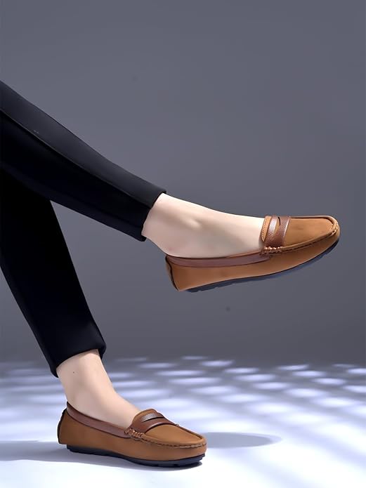 Shoetopia Upper Suede Detailed Loafers For Women & Girls