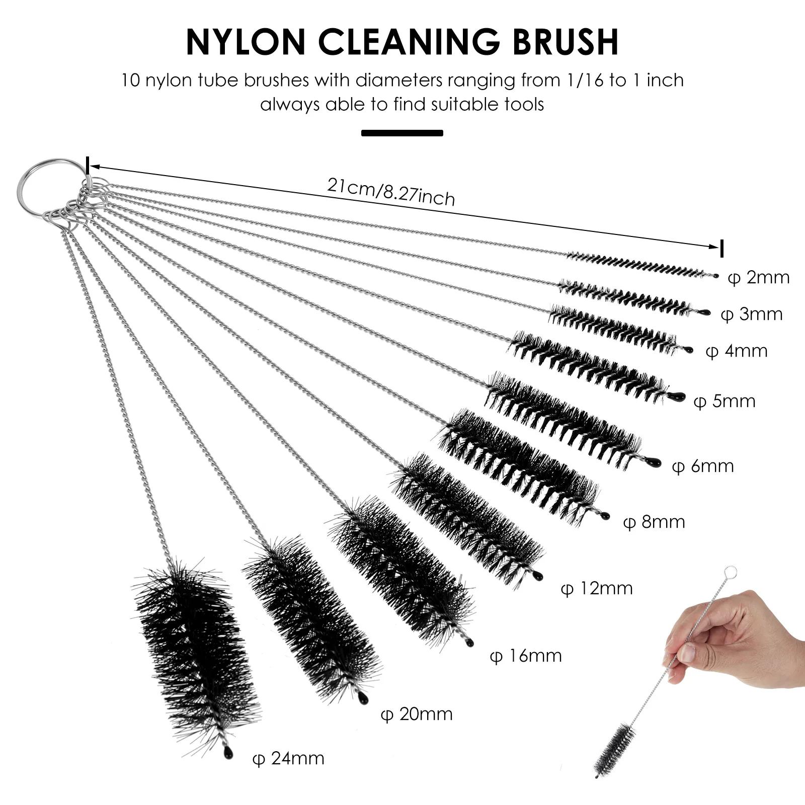 

10Pcs Nylon Straw Brush Set Long Handle Pipe Tube Cleaner Multi-use Cup Bottle Cleaning Brushes Kit Household Clean Tools чорний