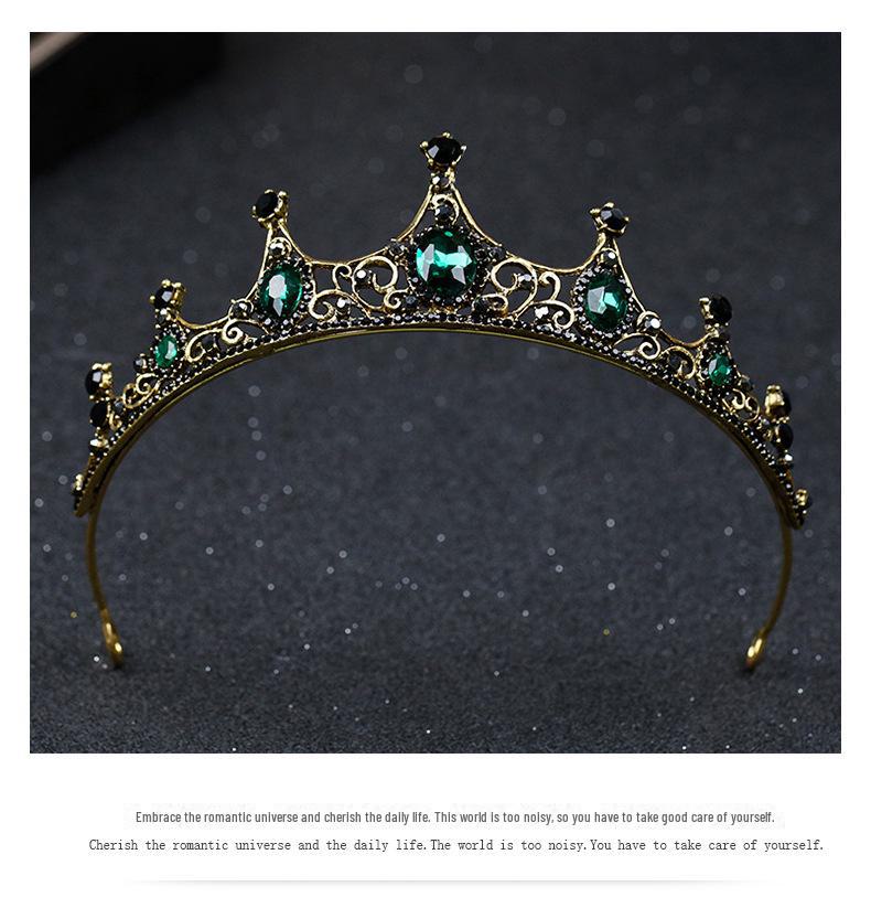 Elegant Green Diamond Baroque Bridal Tiara, Noble Crystal Princess Crown for Birthdays.