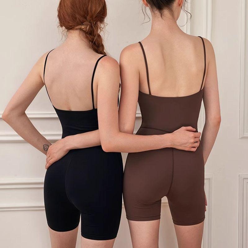Fancy Idle Style Yoga Bodysuit Fitness Sports Outdoor Leisure Training Pilates Blouse with Chest Pad for Women
